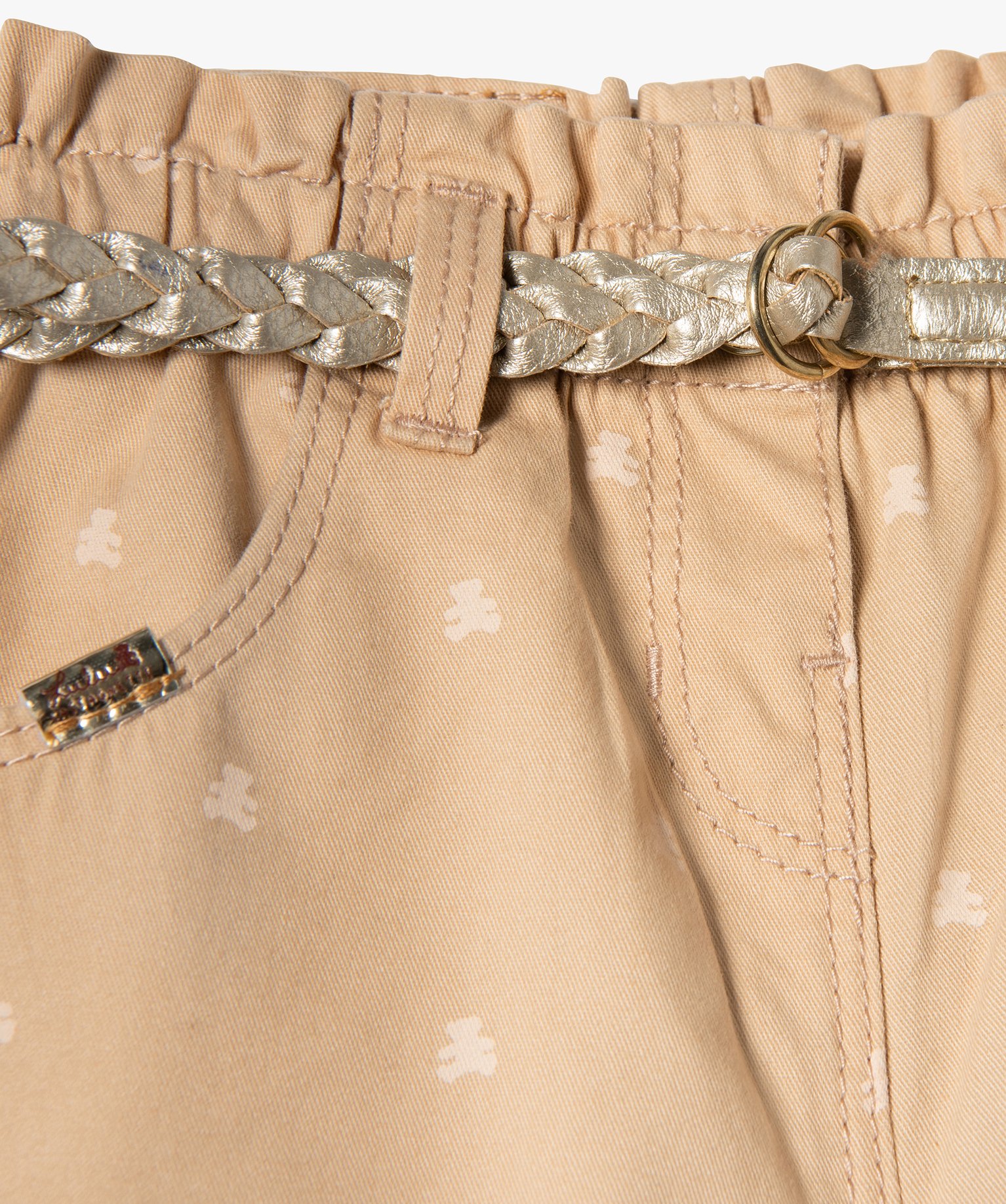 Pantalon bébé fille coupe carotte avec motif et ceinture t... ecru | GEMO