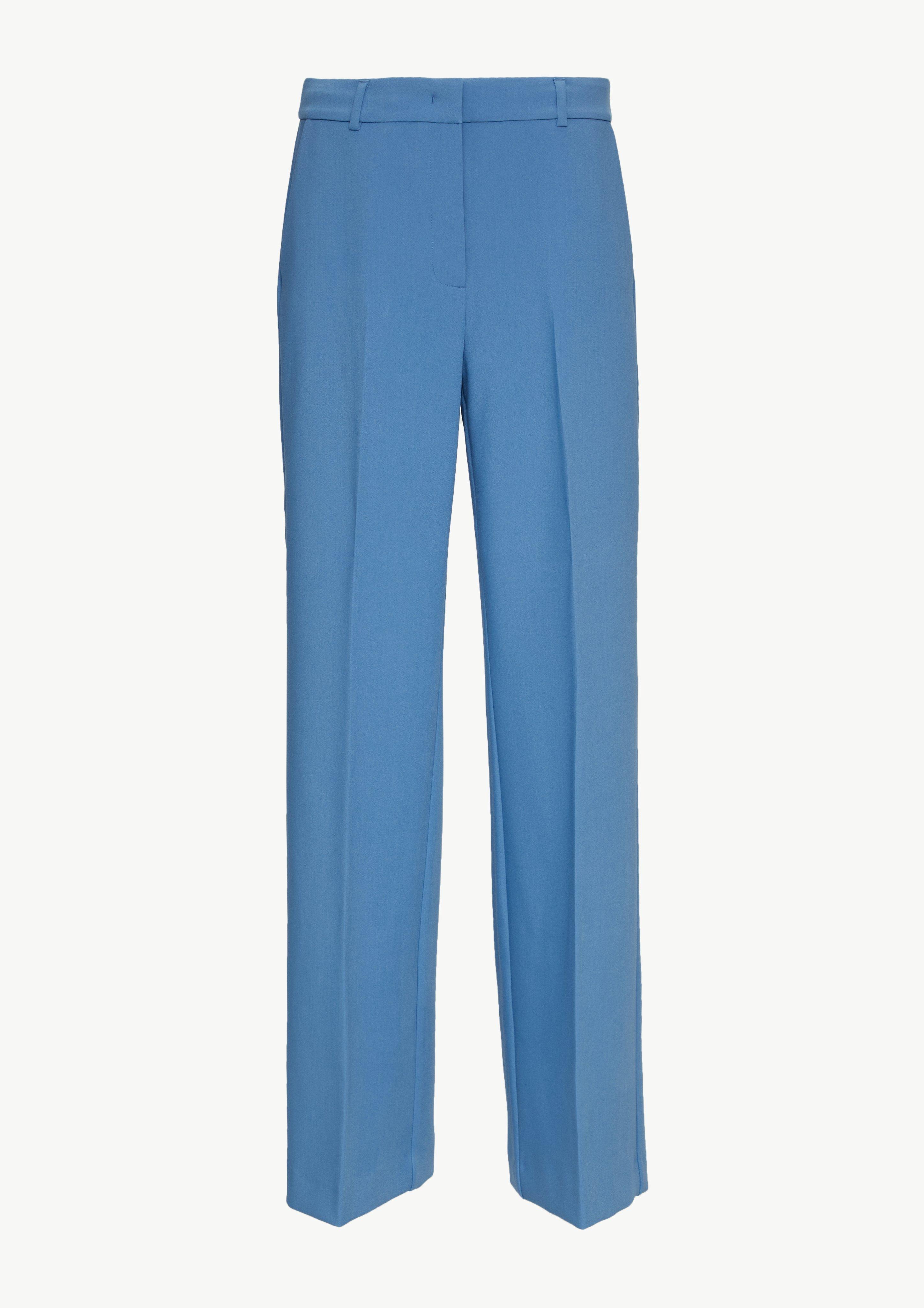 Marlenehose mit Bundfalten - blau