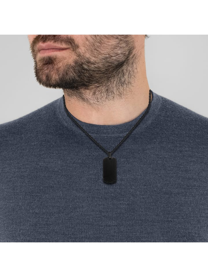True Rebels Kette mit Anhänger Edelstahl schwarz in schwarz günstig kaufen 50 cm