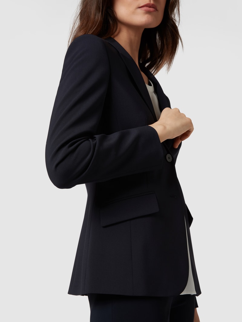 Blazer aus Schurwolle mit Stretch-Anteil in marineblau