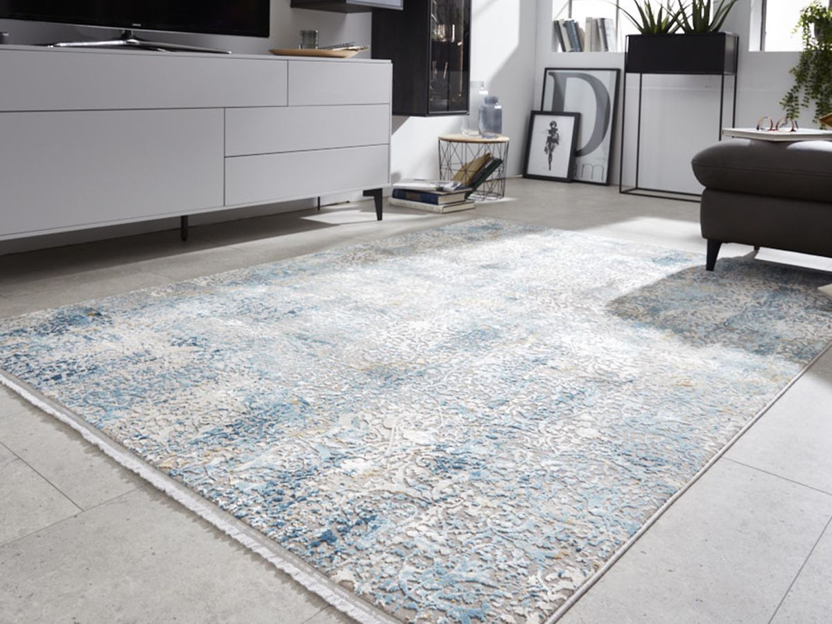 Interliving Webteppich L-8700 Grau Blau 67 x 130 cm