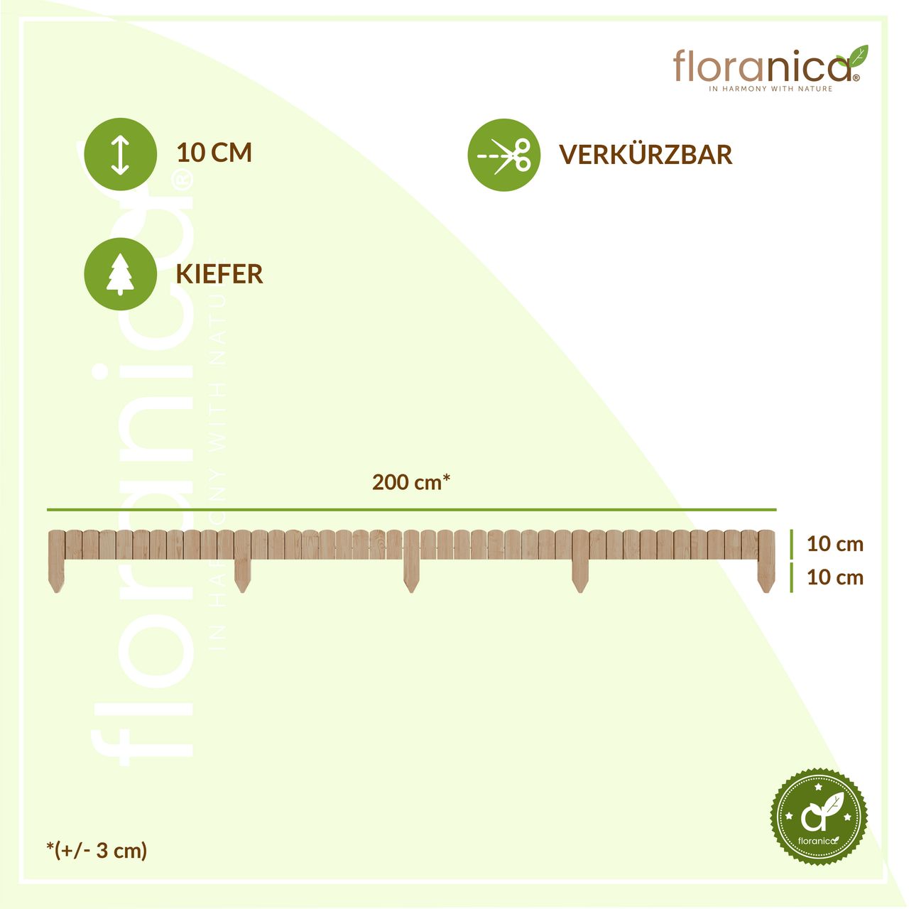 Pemicont Rollborder Flexibler Holzzaun Rolborder Beeteinfassung Rasenkante Gartenzaun