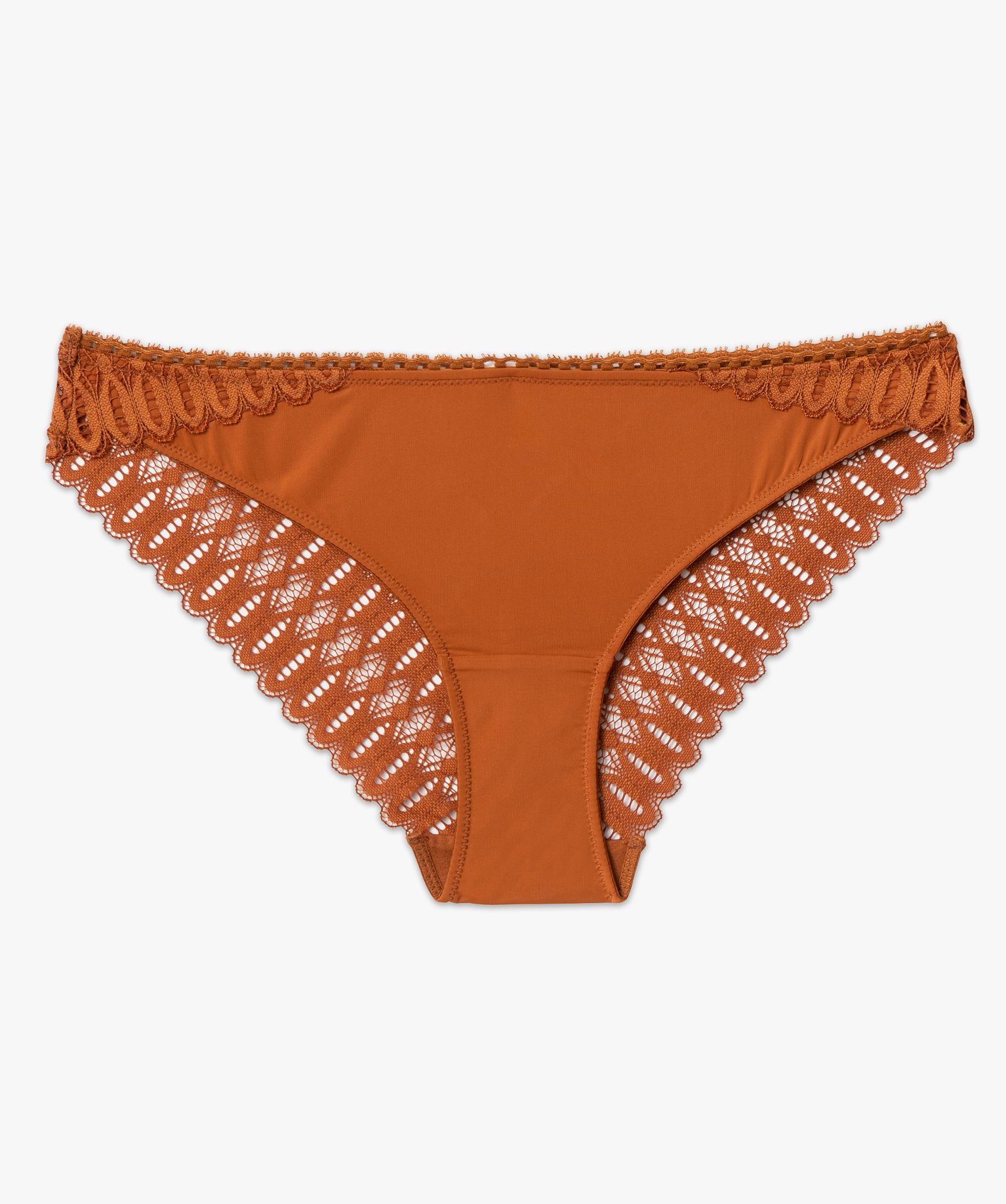 Culotte en dentelle et microfibre femme marron | GEMO