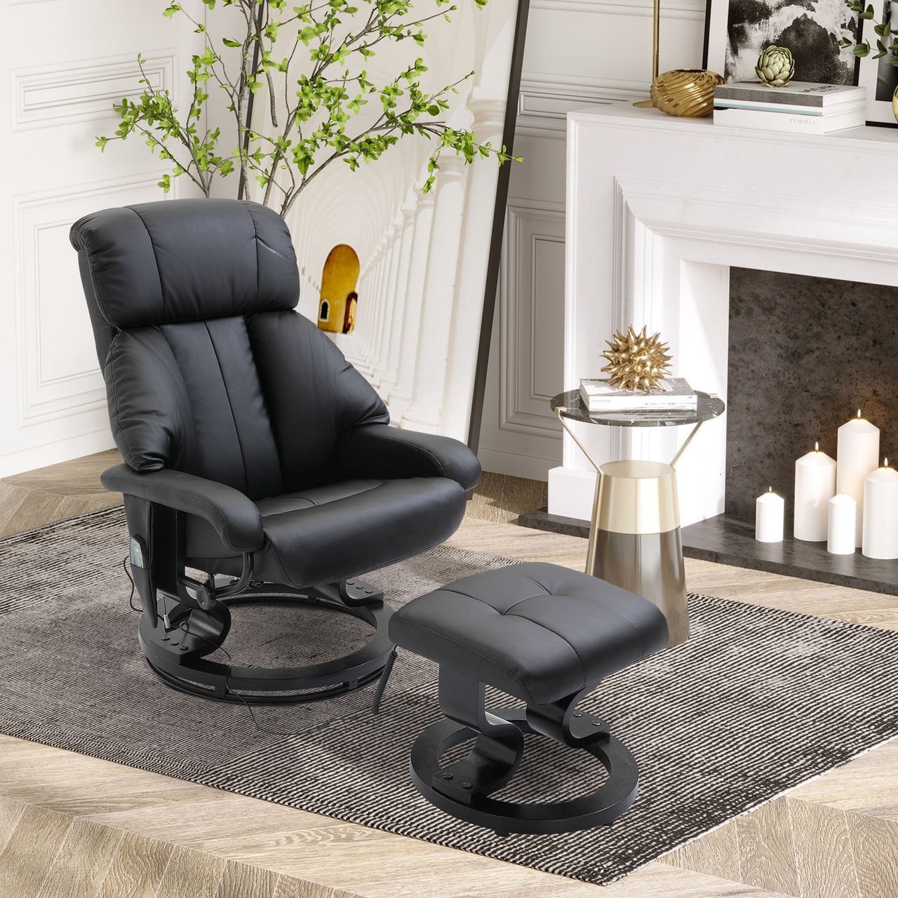 HOMCOM Massagesessel mit Fußhocker, Relaxsessel, Elektrischer Fernsehsessel