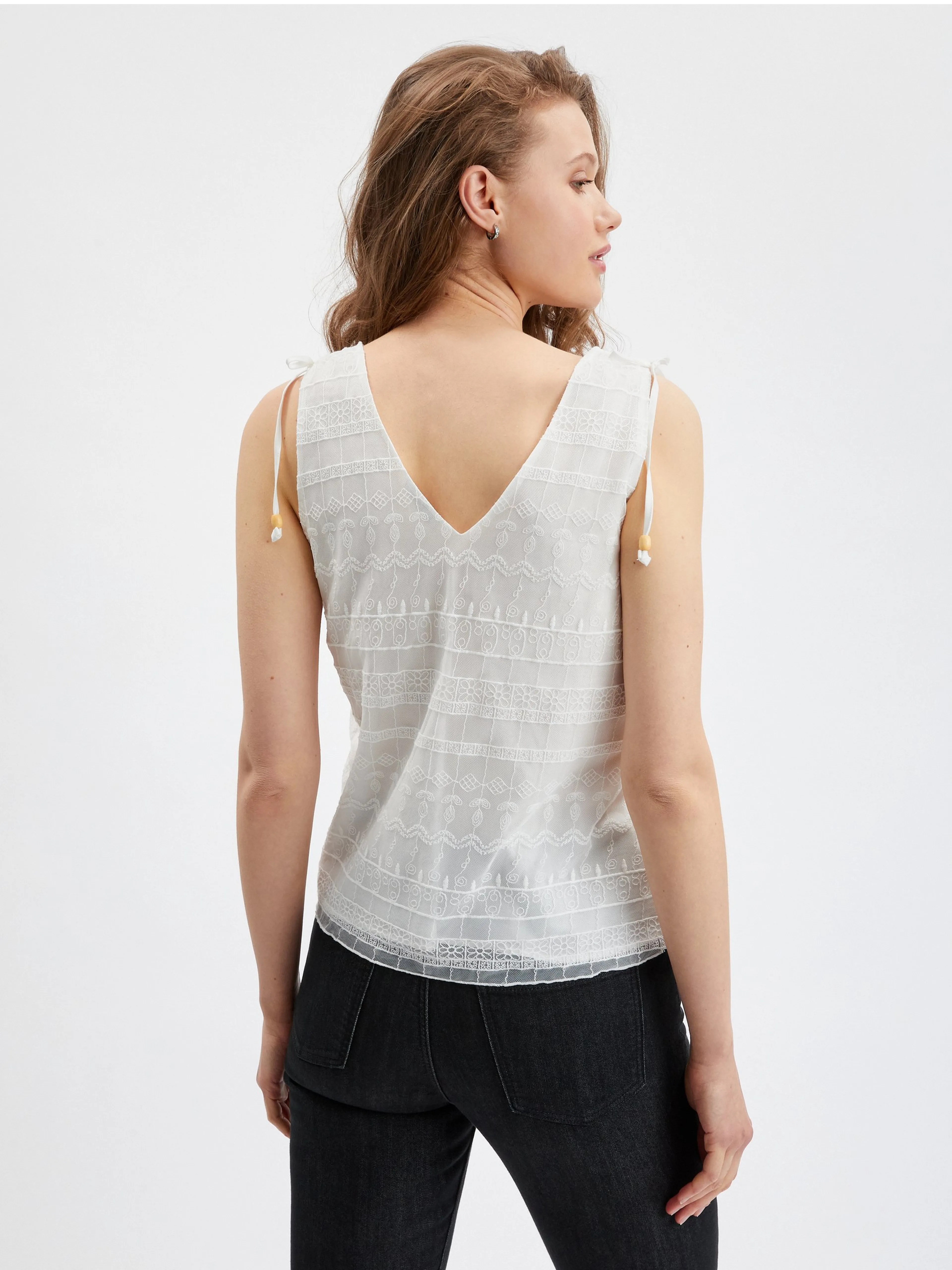 Weißes Damen-Spitzen-Top ORSAY