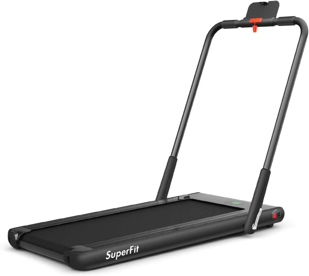 COSTWAY Laufband (2 in 1 Laufband klappbar 2,25HP, Walking Pad unter dem Schreibtisch), mit APP, Bluetooth und Fernbedienung, 1-12 km/h, Laufband für Zuhause