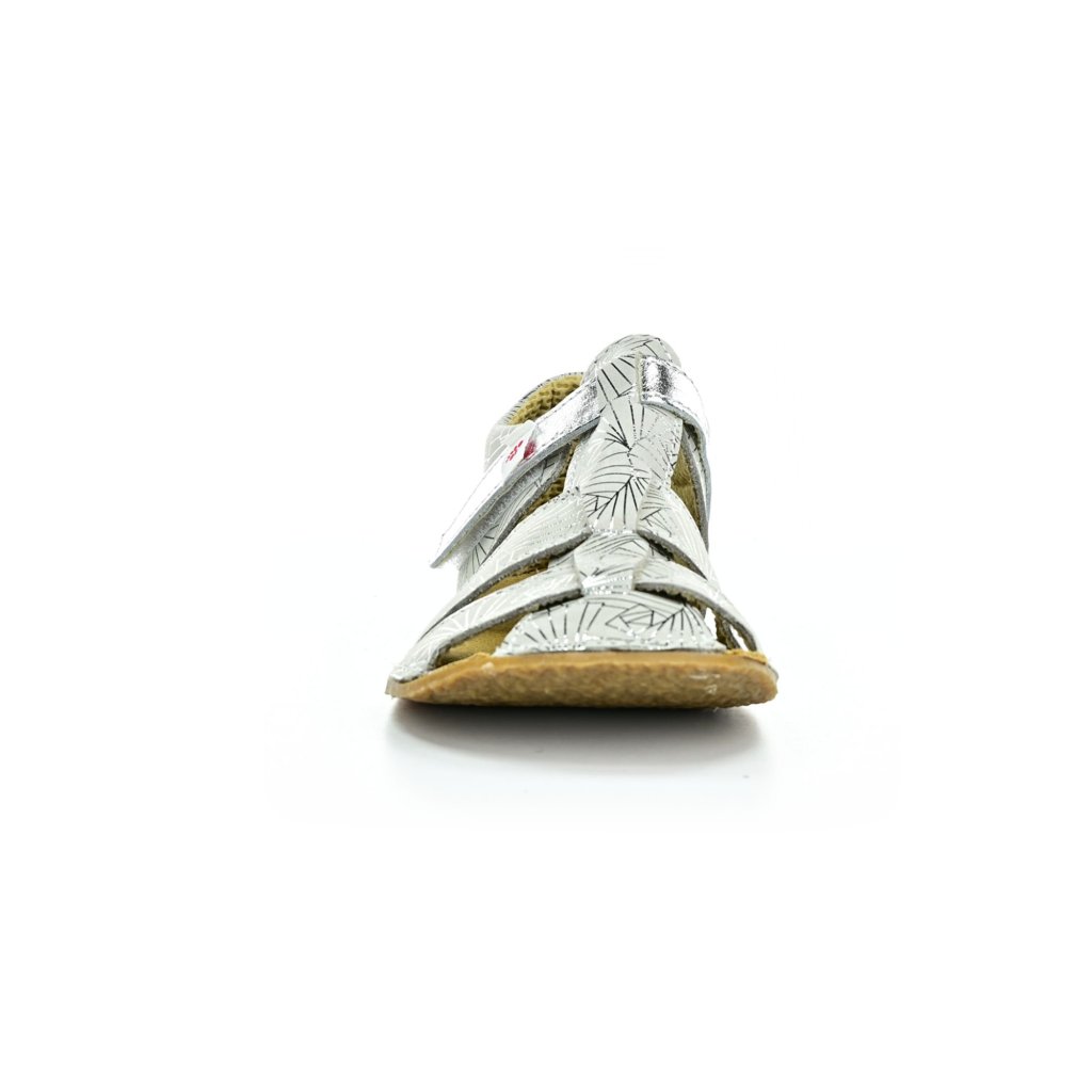 Ef Sam weiß-silber glänzende Barfußsandalen