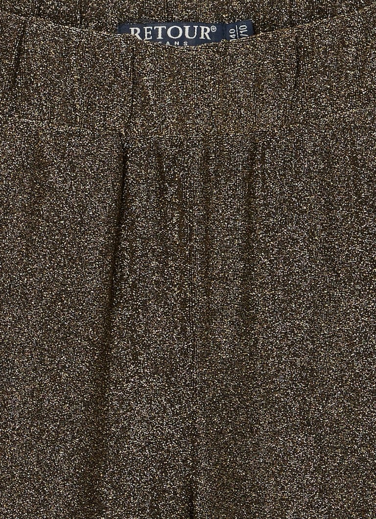 Calça jeans Retour de cintura alta e modelagem solta com lurex.