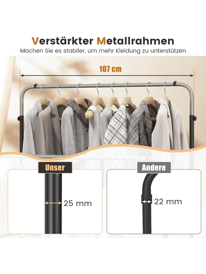 COSTWAY Kleiderständer 108x50x125cm in Silber günstig kaufen onesize