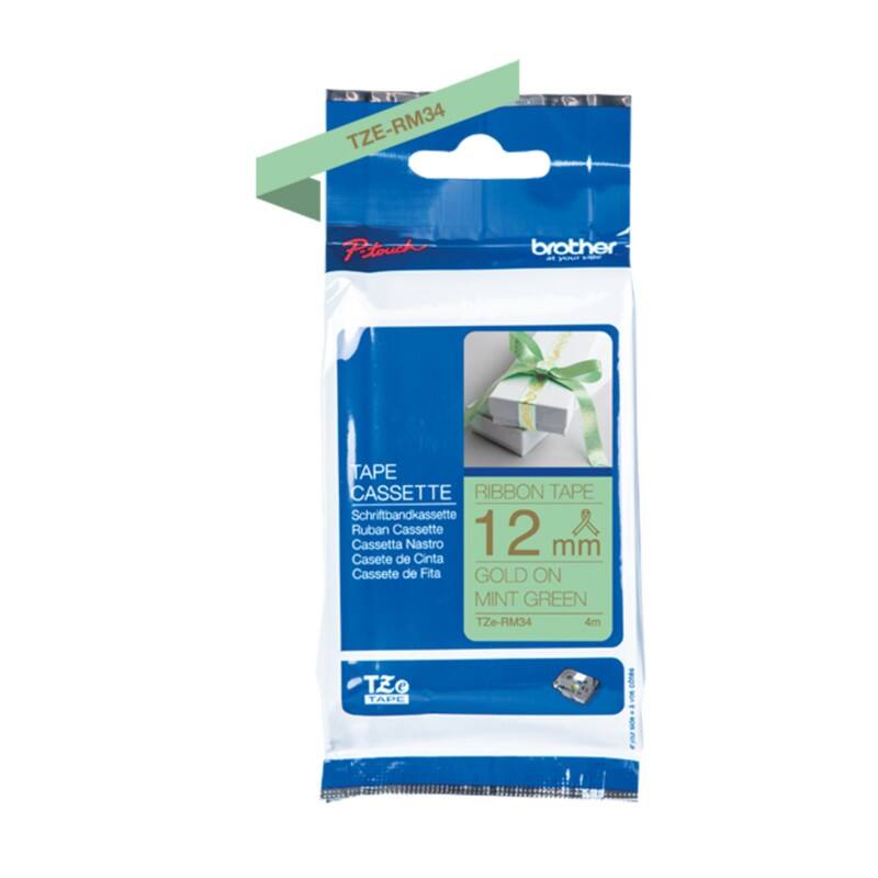 Brother Beschriftungsband TZe-RM34 TZERM34 Gold auf Mint 12 mm x 4 m