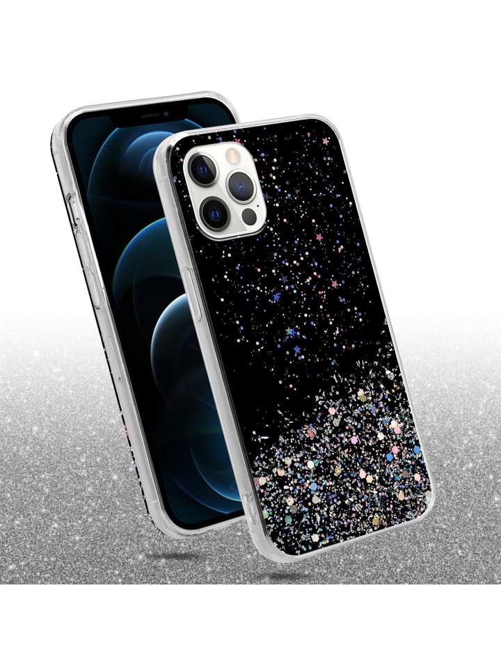 cadorabo Hülle für Apple iPhone 12 / 12 PRO Glitter in Schwarz mit Glitter günstig kaufen onesize