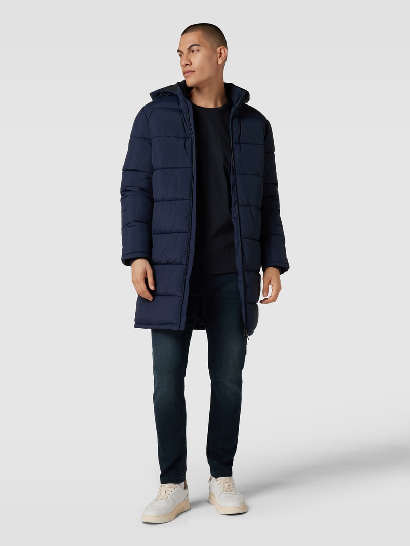 Steppmantel mit Kapuze Modell 'COOPER' in dunkelblau