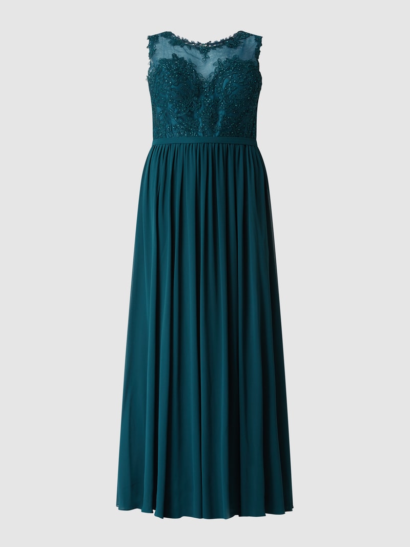 PLUS SIZE Abendkleid mit Strasssteinen in dunkelgrün