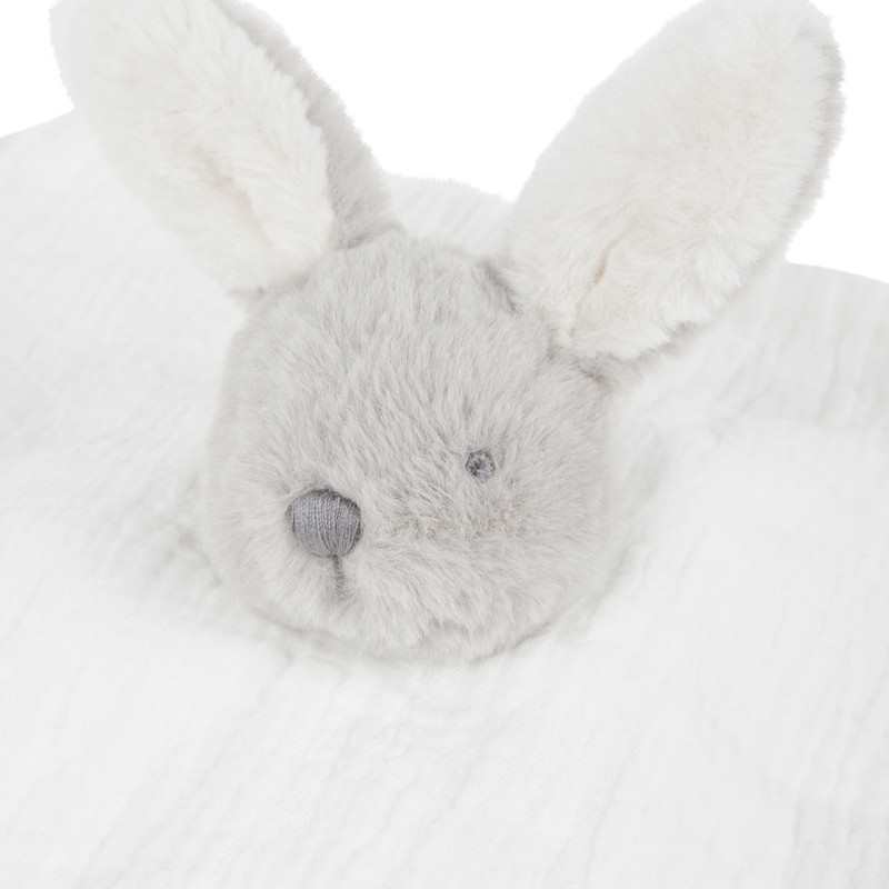 Doudou lapin en fausse fourrure et matière lange mixte Absorba