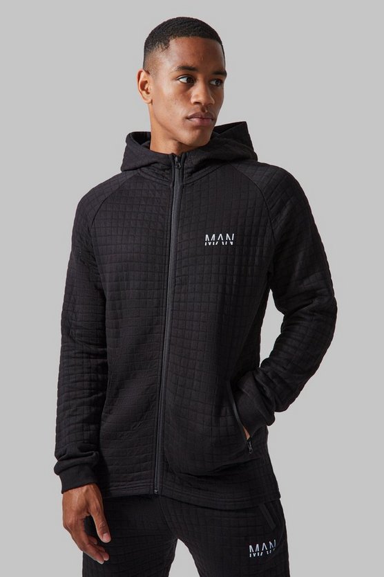 Strukturierter Active Active Jersey-Hoodie mit Reißverschluss