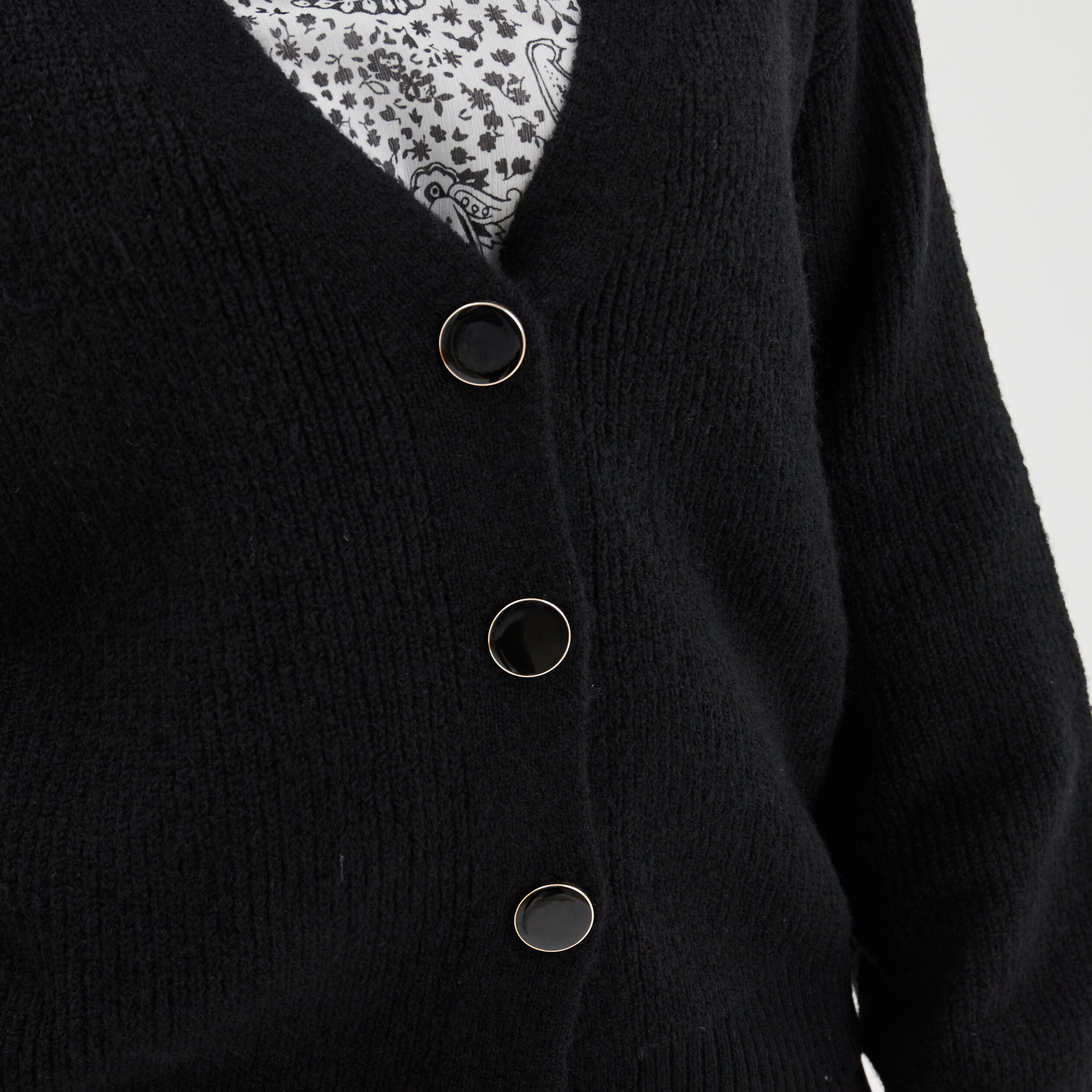 Gilet boutonné col en V noir femme | La Halle