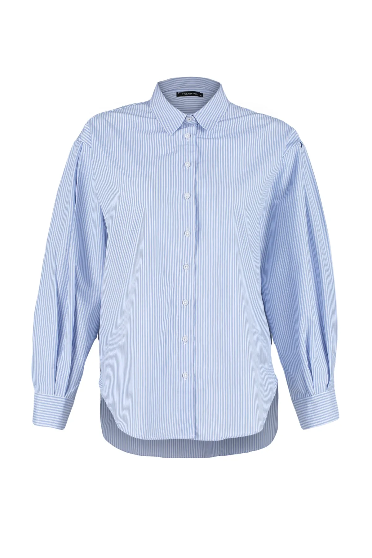 Trendyol Collection  Blau gestreiftes, gewebtes Oversize-/Wide-Fit-Hemd TWOSS23GO00144