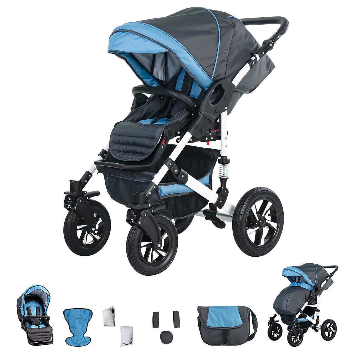 Hamburg | 3 in 1 Kombi Kinderwagen Komplettset | Hartgummireifen Kombikinderwagen