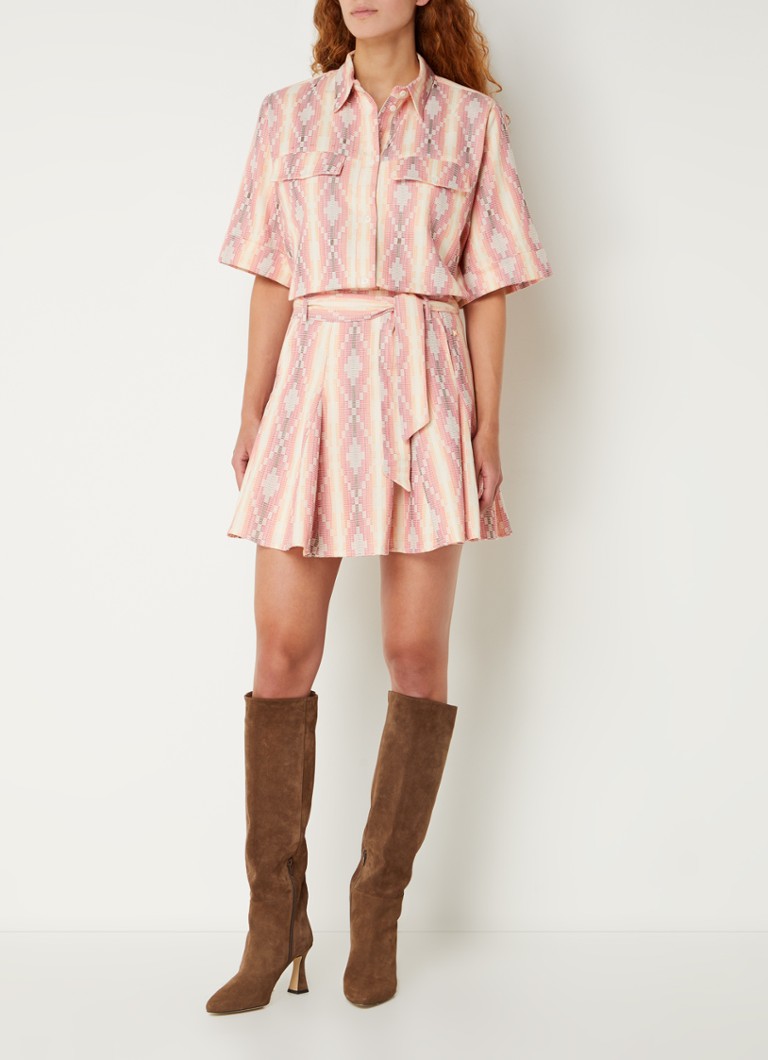 Fifth House Aidin mini skirt with print and tie belt