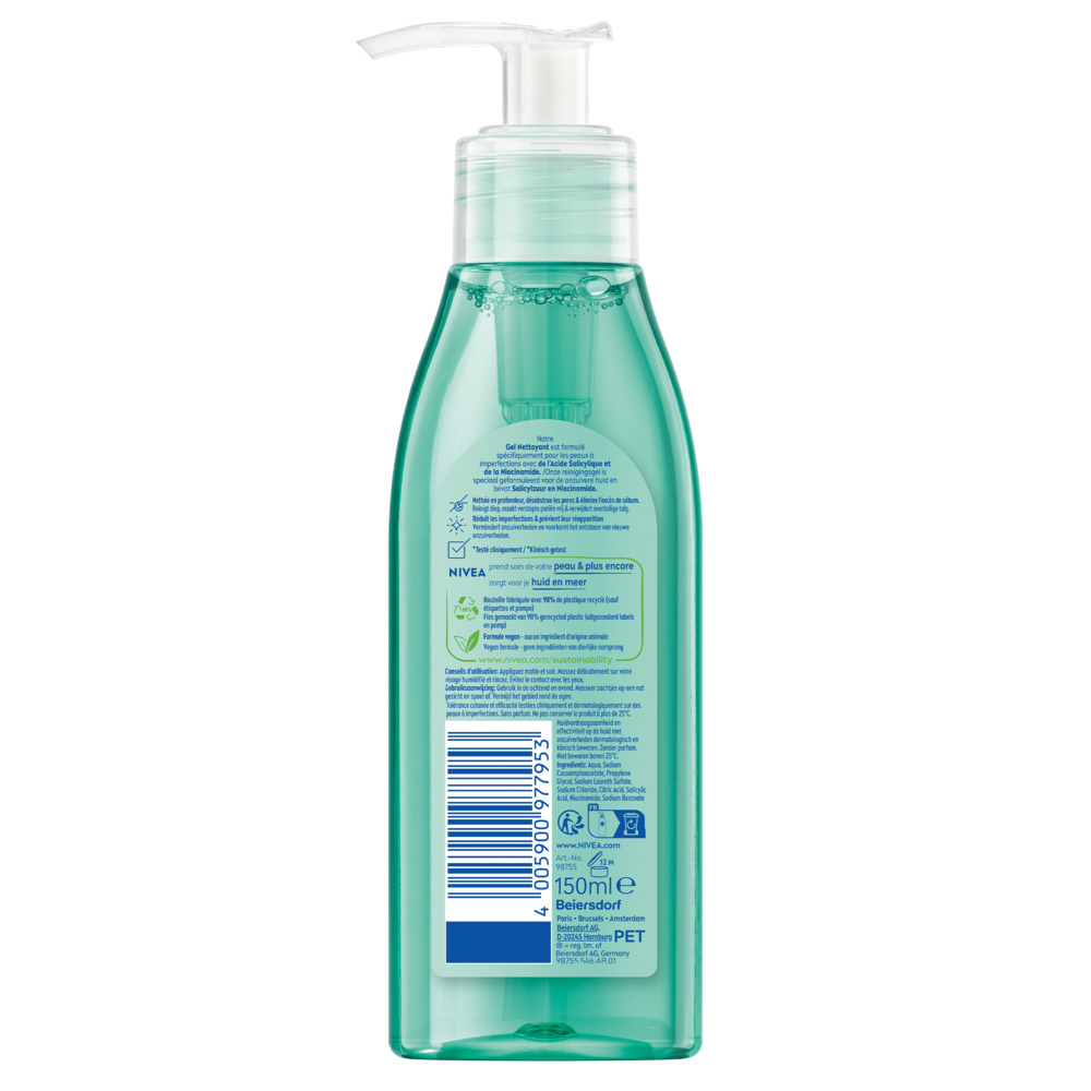 nivea DERMA SKIN CLEAR - Gel nettoyant visage150ml Gel nettoyant visage peaux à imperfections