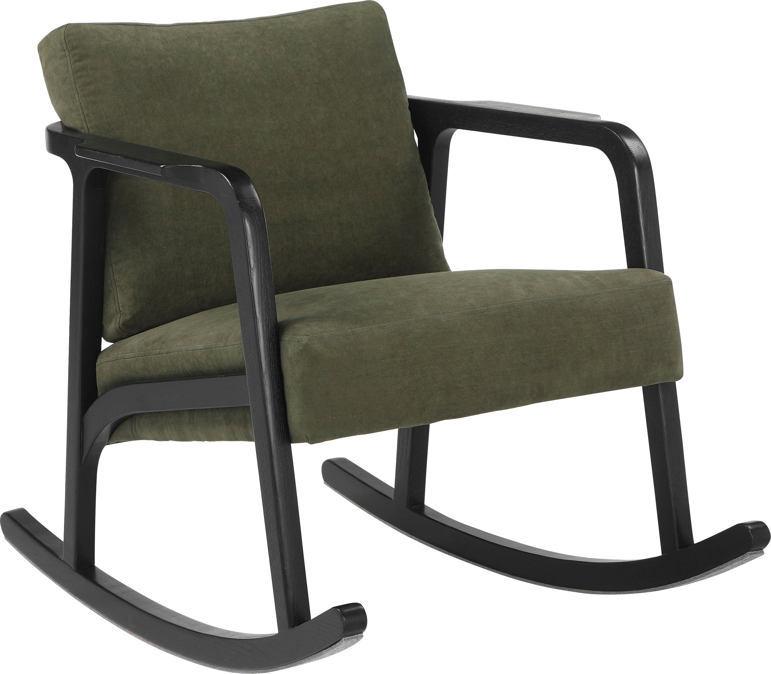 Guido Maria Kretschmer Home&Living Schaukelstuhl Mette, Stuhlbeine aus Eschenholz, in zwei Bezugsqualitäten, Sitzhöhe 52 cm