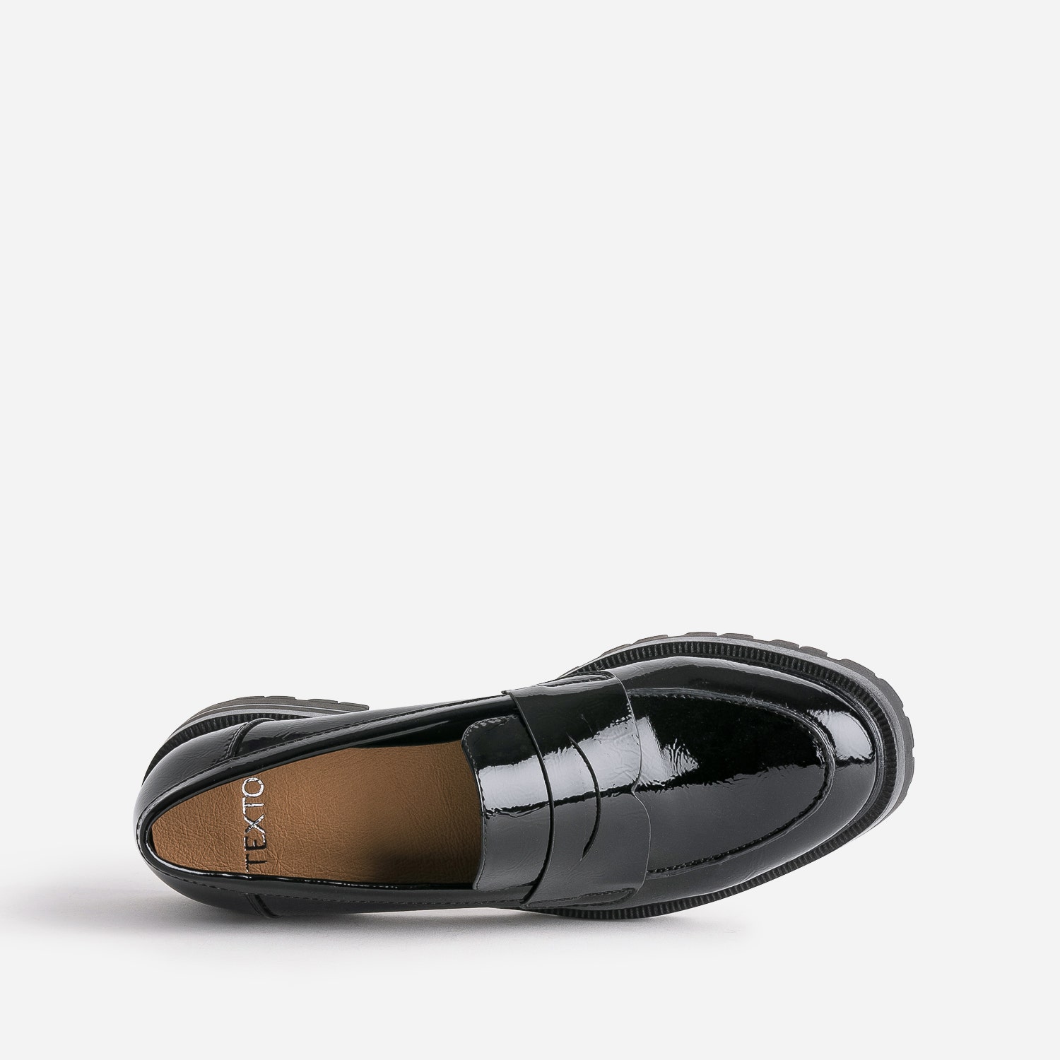 Mocassin TEXTO noir verni cranté