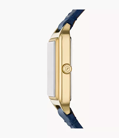 Fossil Uhr Raquel 3-Zeiger-Werk Datum LiteHide™-Leder Krokoprägung dunkelblau