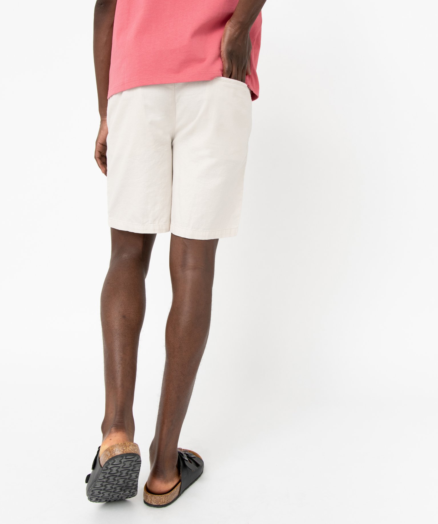 Bermuda uni contenant du lin homme ecru | GEMO
