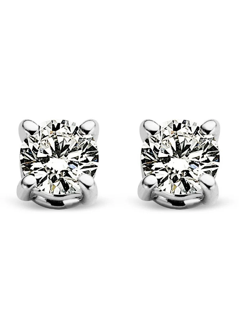 Diamond Point White gold solitaire lab-grown stud earrings, 0.16 ct. 0.16 ct diamond Lab-grown