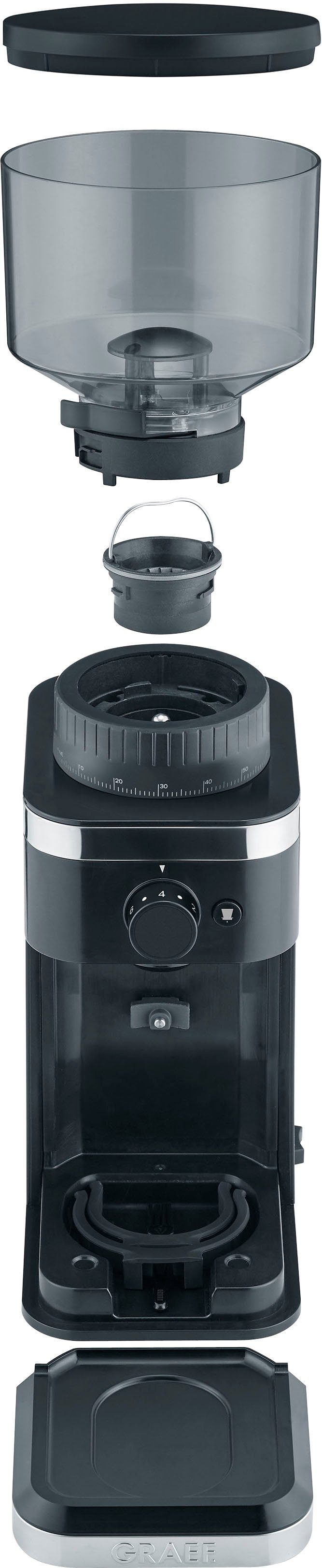 Graef Kaffeemühle CM 502, schwarz, 135 W, Kegelmahlwerk