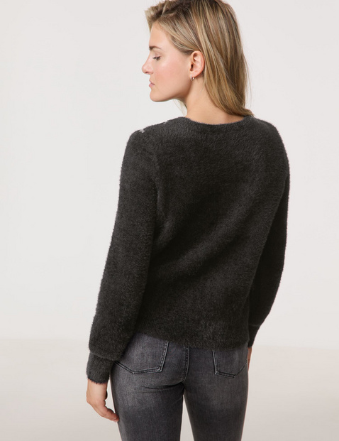Flausch-Pullover mit Lurex-Jacquardmuster