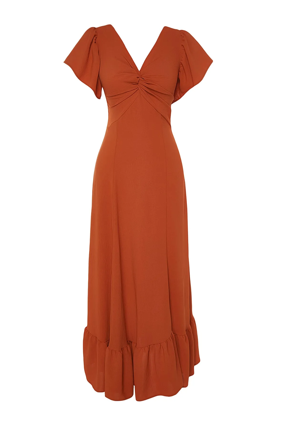 Trendyol Collection  Detailliertes Webkleid mit Zimtkragen TWOSS23EL02065