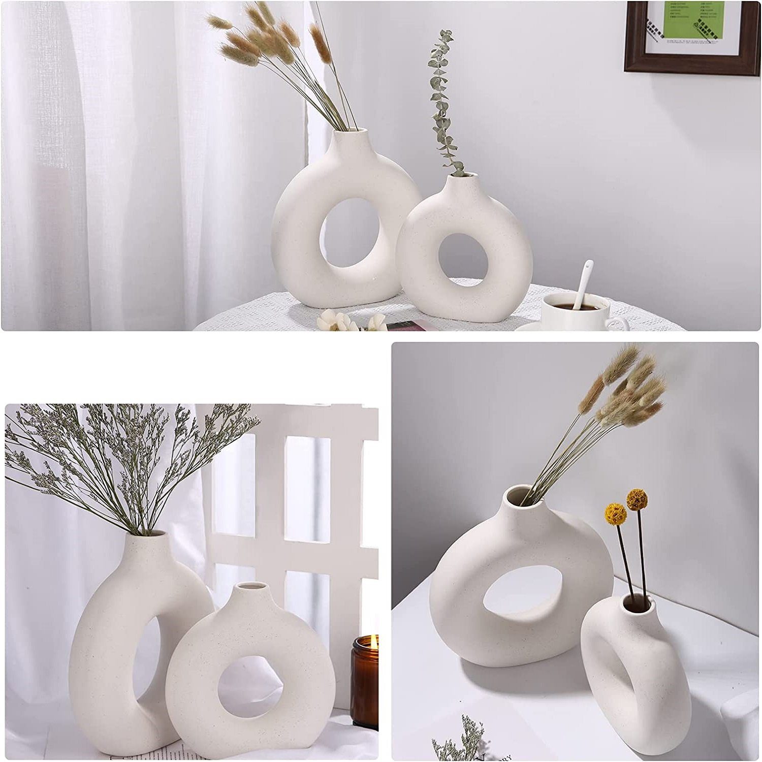 Vicbuy Dekovase (2 St), Keramik Vase, Vasen matt, Pampasgras-Vase, L+M
