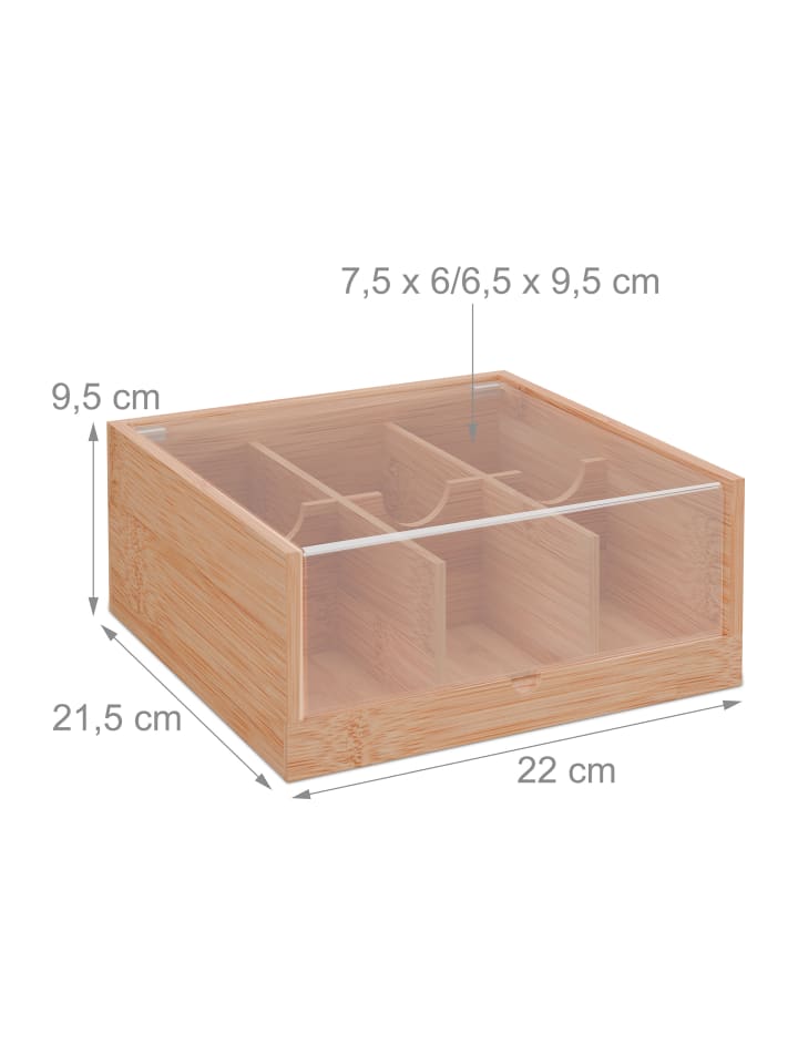 relaxdays Teebox in Natur - (B)22 x (H)9,5 x (T)21,5 cm günstig kaufen onesize