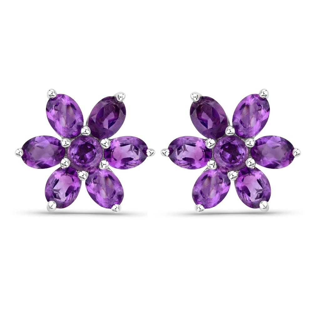 Rafaela Donata Boucles doreilles Fleur Argent sterling Améthyste en Argent Bijoux