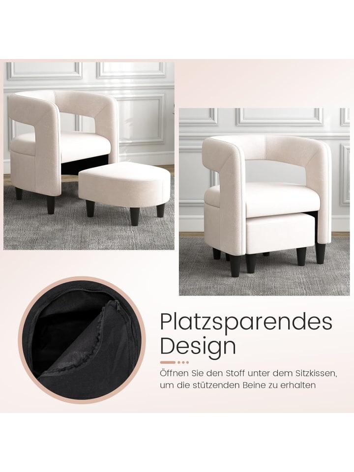 COSTWAY Relaxsessel mit Hocker in Beige günstig kaufen onesize