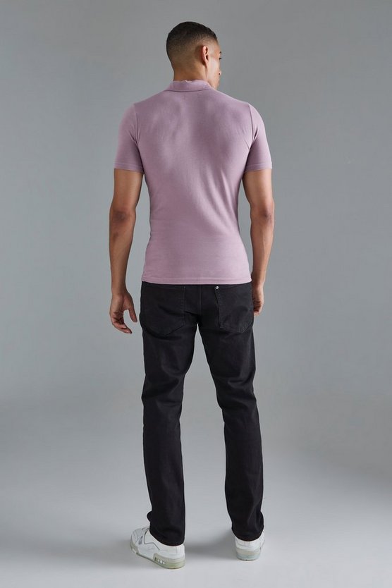 Muscle-Fit Poloshirt mit Reißverschluss