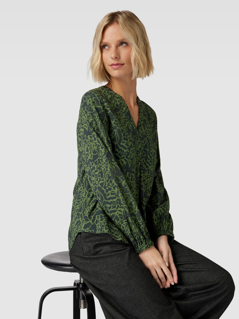 Bluse aus Viskose mit Allover-Muster in grasgrün