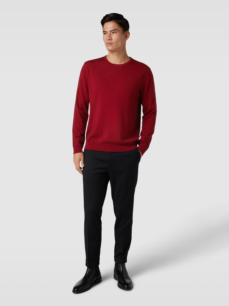 Strickpullover aus Wolle mit Rundhalsausschnitt in rot