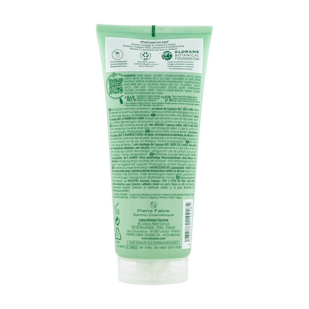 Klorane Bambou Gel douche 200 ml Gel douche