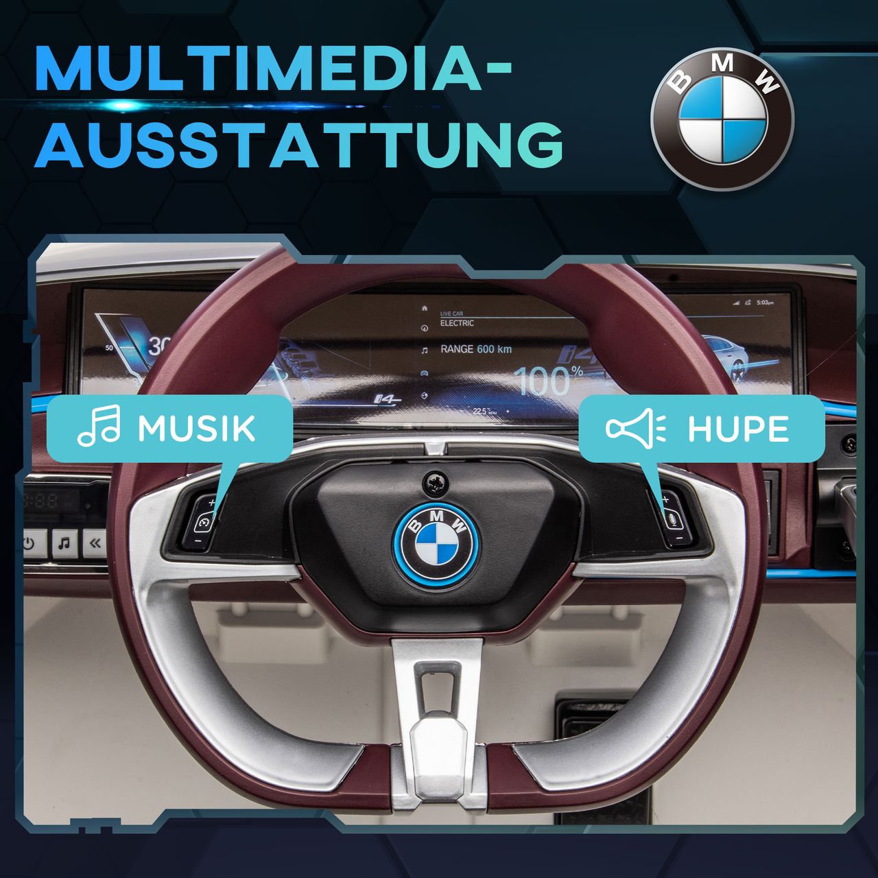 HOMCOM Kinder Elektroauto Elektrofahrzeuge mit Fernbedienung, MP3-Player, Weiß