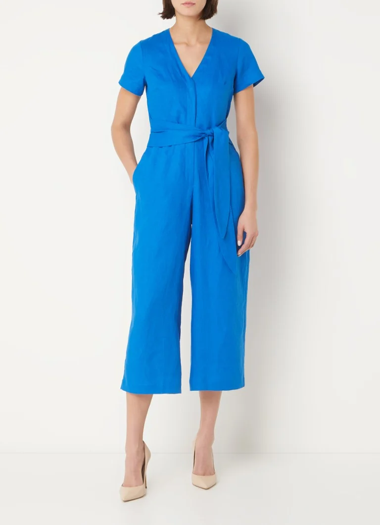 Hobbs  Aliya wide fit cropped jumpsuit van linnen met gestrikt detail