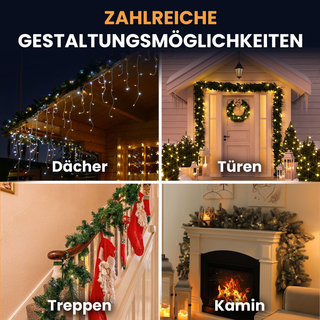 Gartenpirat Gartenpirat Tannengirlande Länge 20,25 m 300 LED warmweiß