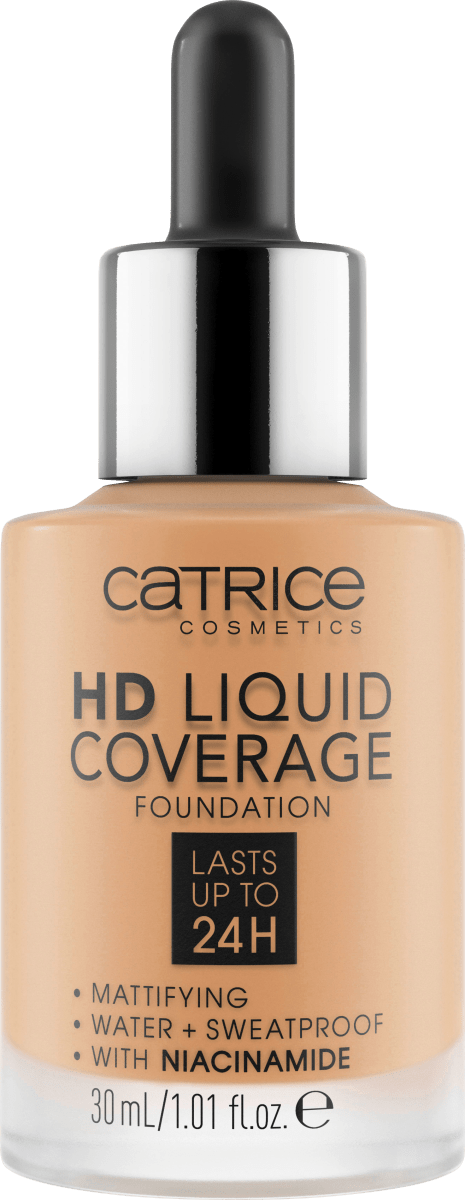 Foundation Liquid HD Coverage 034 Medium Beige, 30 ml