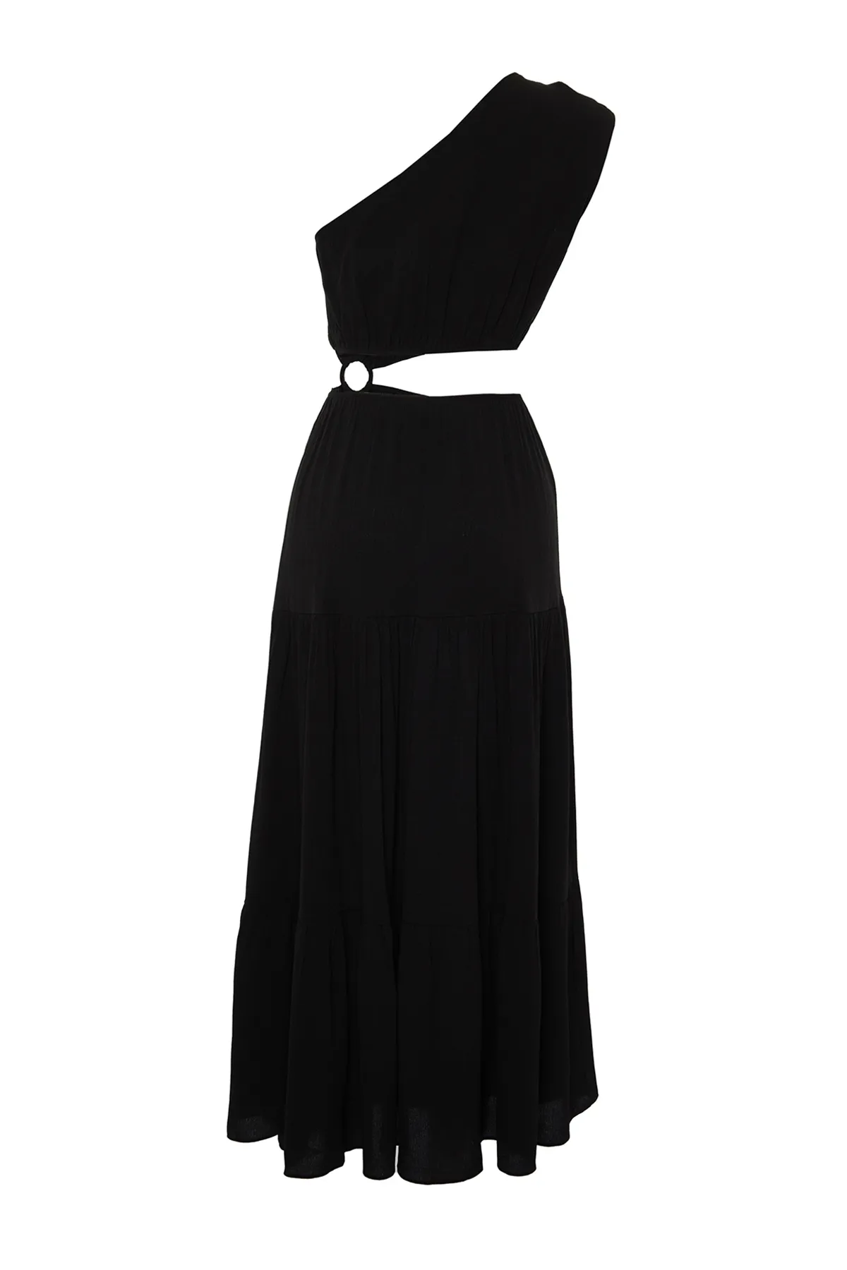 Trendyol Collection  Schwarzes, gewebtes Maxi-Strandkleid mit Ausschnitt/Fenster und einer Schulter TBESS24EL00010