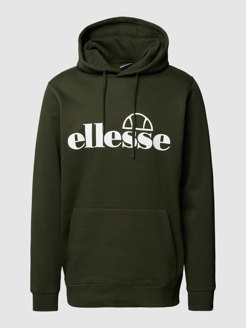 Hoodie mit Label-Print Modell 'Oodia' in dunkelgrün