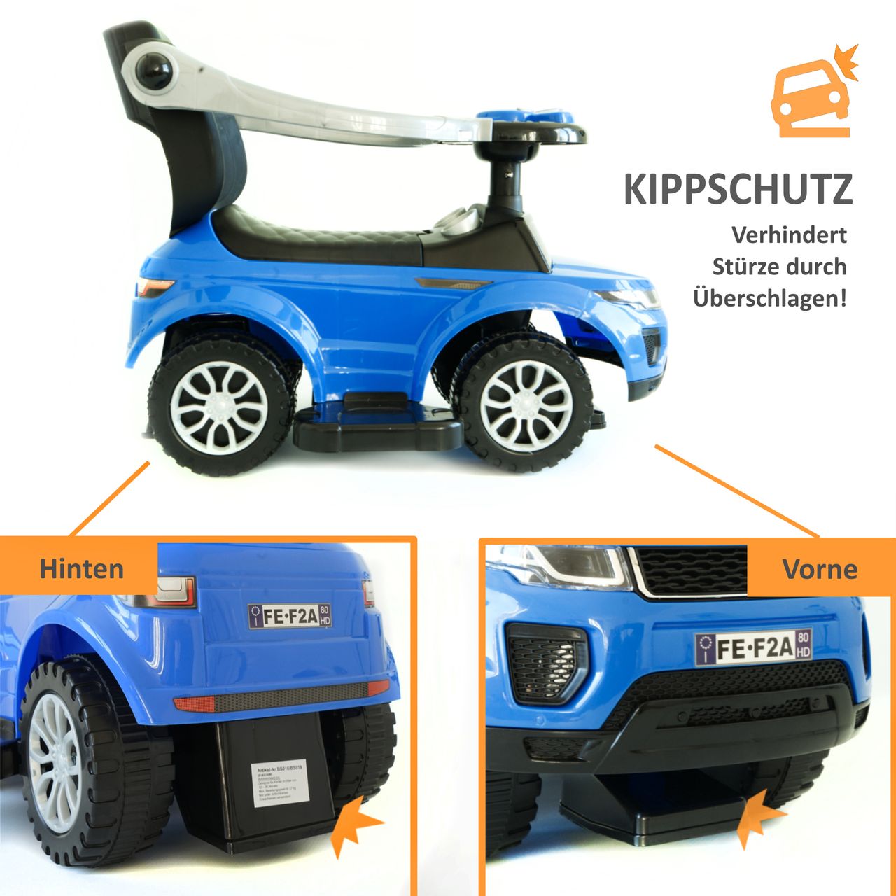 Lemodo Rutschauto mit Schiebestange, Rutschfahrzeug ab 1 Jahr, blau