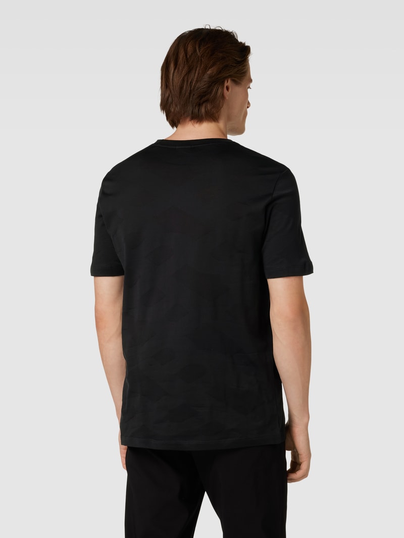 T-Shirt mit Strukturmuster Modell 'Tiburt' in schwarz