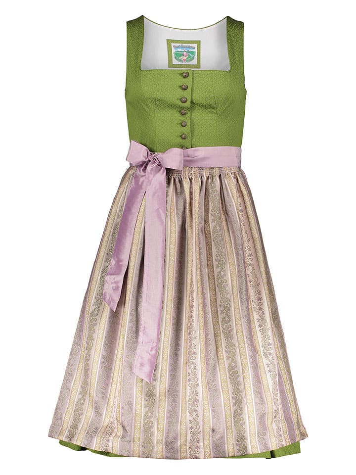 Turi Landhaus Dirndl in Grün/ Beige günstig kaufen
