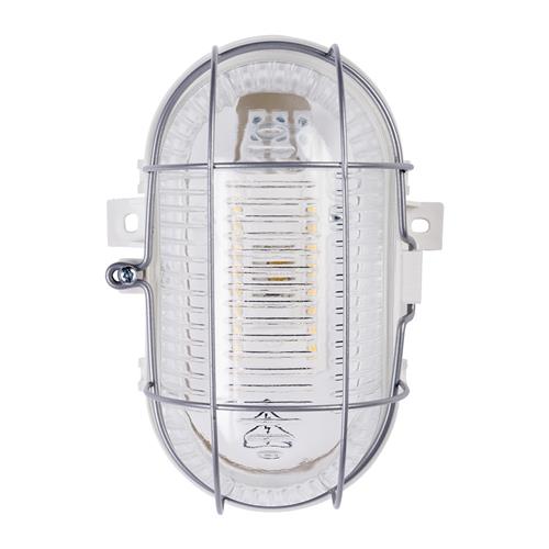Eurolux 66.022.03 LED-Baustellenleuchte Bulleye – weiß – Kunststoffgehäuse mit Drahtkäfig